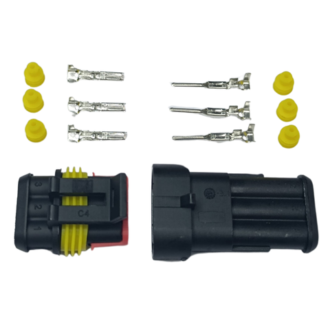 3-poliger AMP-Superseal-Stecker männlich + weiblich