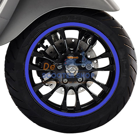 wielstickers 12 inch voor vespa sprint in het blauw