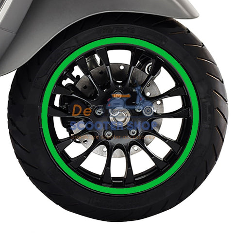 wielstickers 12 inch voor vespa sprint in het groen
