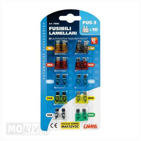 Zekering insteek 5 t/m 30A (10 stuks)