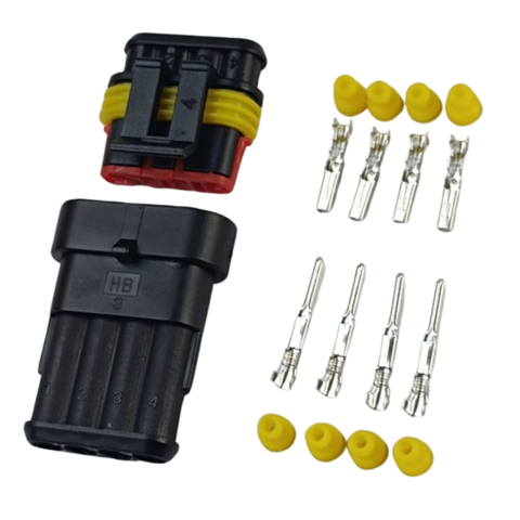 4pins AMP superseal stekker man + vrouw (o.a. CDI Piaggio/Vespa)