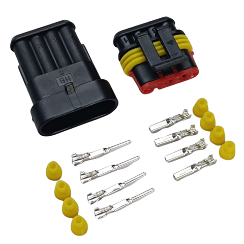 4pins AMP superseal stekker man + vrouw (o.a. CDI Piaggio/Vespa)