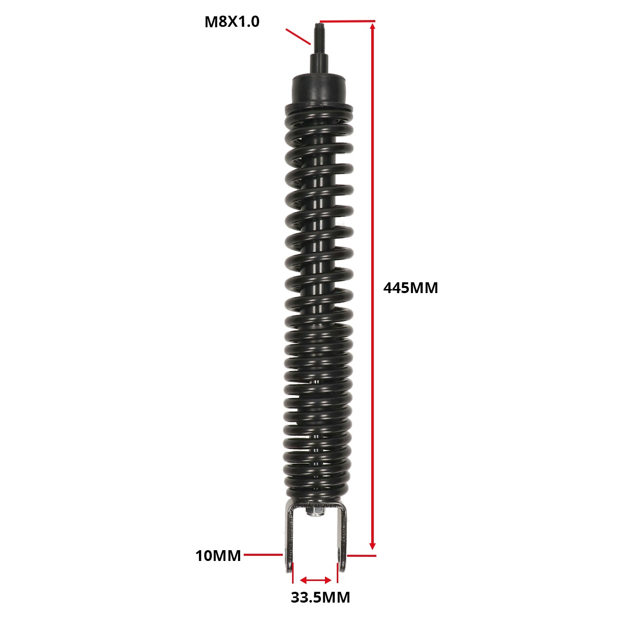 Motorfiets Schokdemper Fiets Achter Veer 150-165 mm voor MTB, Elektrische Fietsen, Scooter, Vouwfiets (550Lbs