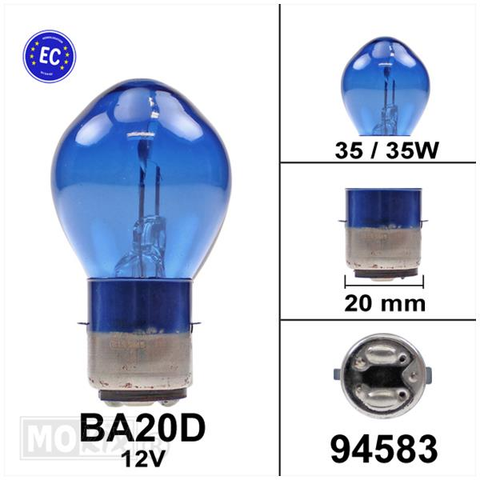 Headlight BA20D 12V 35W xenon look Piaggio Zip