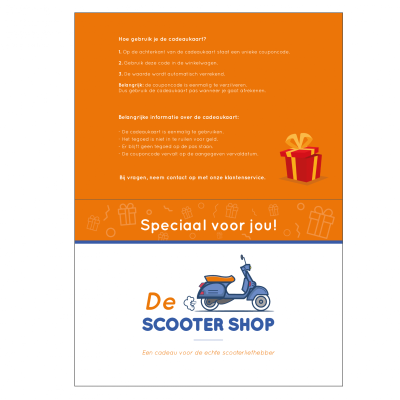 cadeaukaart verpakking voor de scooterliefhebber
