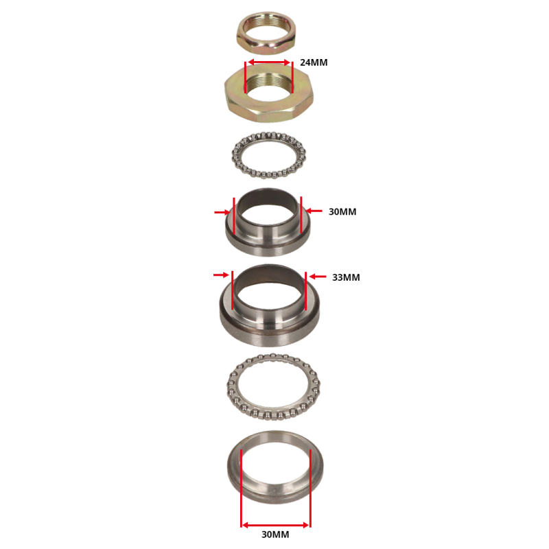 Complete balhoofdlager set voor China LX (AGM VX50, BTC Riva, La Souris etc.)