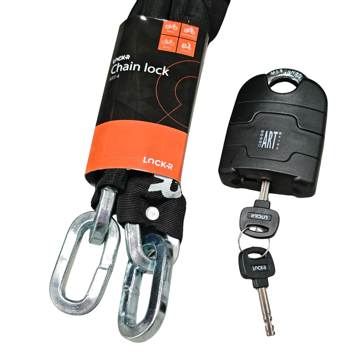 ART4 Kettenschloss 140CM (extralang) Lock-R (für Motorrad, Roller und Fatbike)