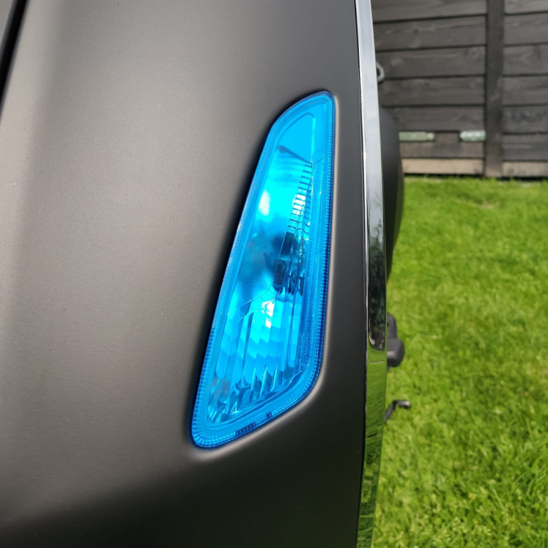 blauw smokefolie op knipperlicht