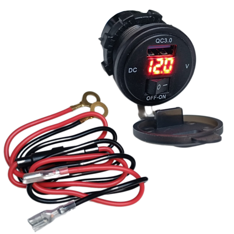 USB oplader + voltmeter incl. montagemateriaal