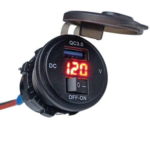 USB charger + voltmeter incl. mounting material