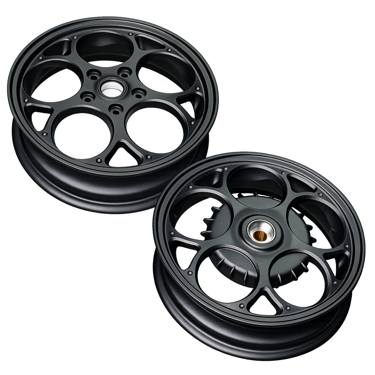 Velgenset Vespa Sprint/Primavera Maru's Style Aplus CNC mat zwart