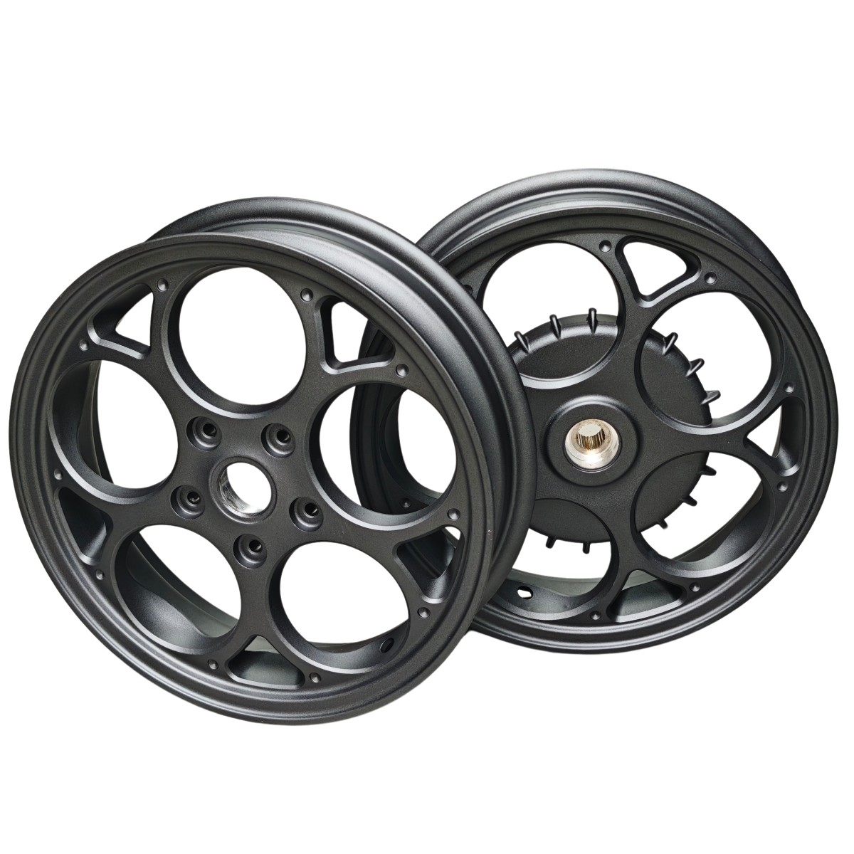 Velgenset Vespa Sprint/Primavera Maru's Style Aplus CNC mat zwart
